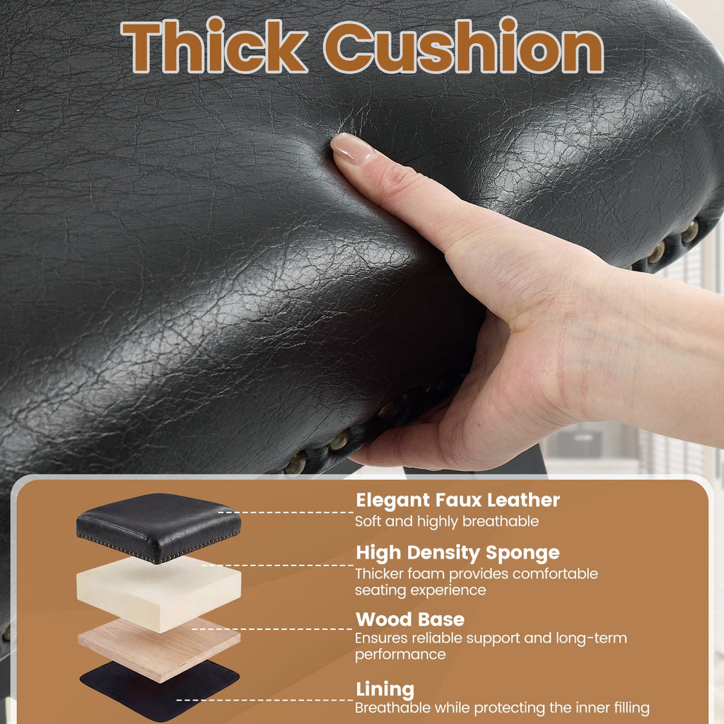 Drlovely Modern 360° Swivel Bar Stools with Faux Leather Upholstery