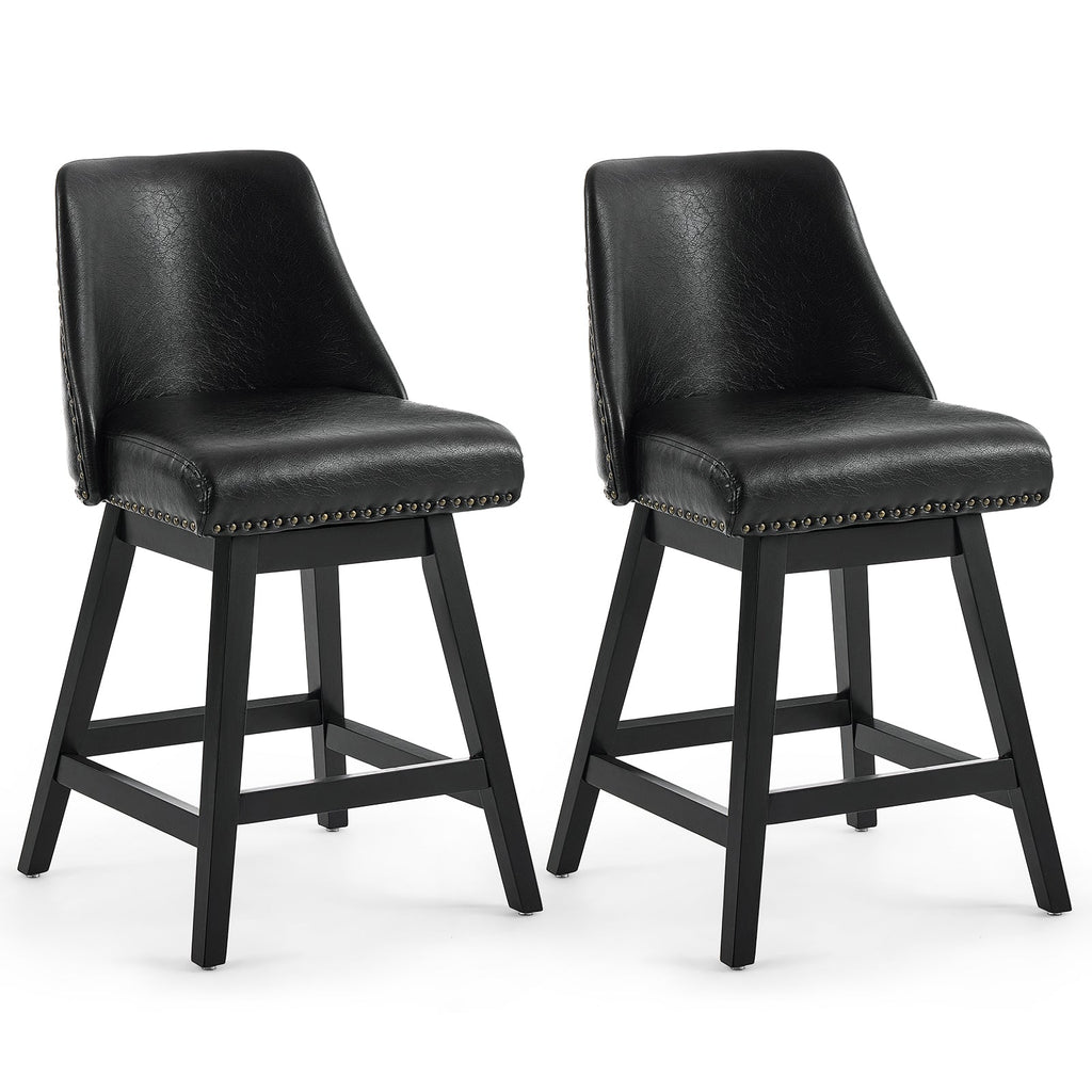 Drlovely Modern 360° Swivel Bar Stools with Faux Leather Upholstery