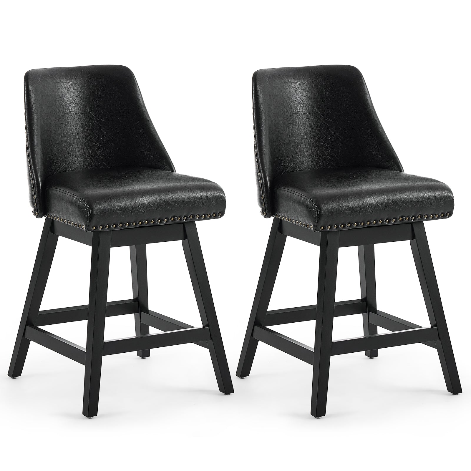 Drlovely Modern 360° Swivel Bar Stools with Faux Leather Upholstery