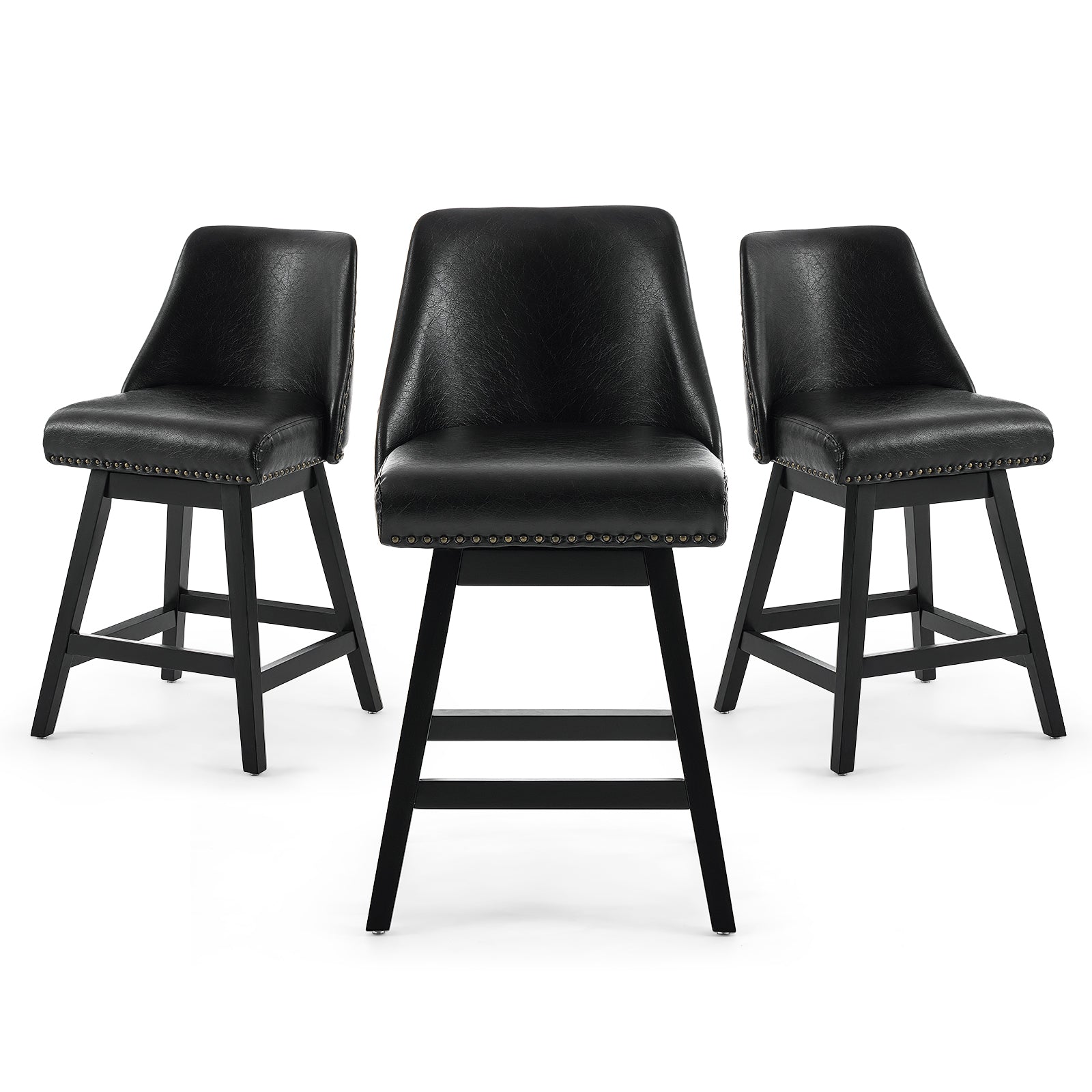 Drlovely Modern 360° Swivel Bar Stools with Faux Leather Upholstery