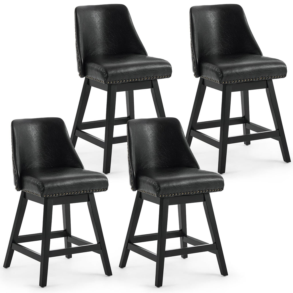 Drlovely Modern 360° Swivel Bar Stools with Faux Leather Upholstery
