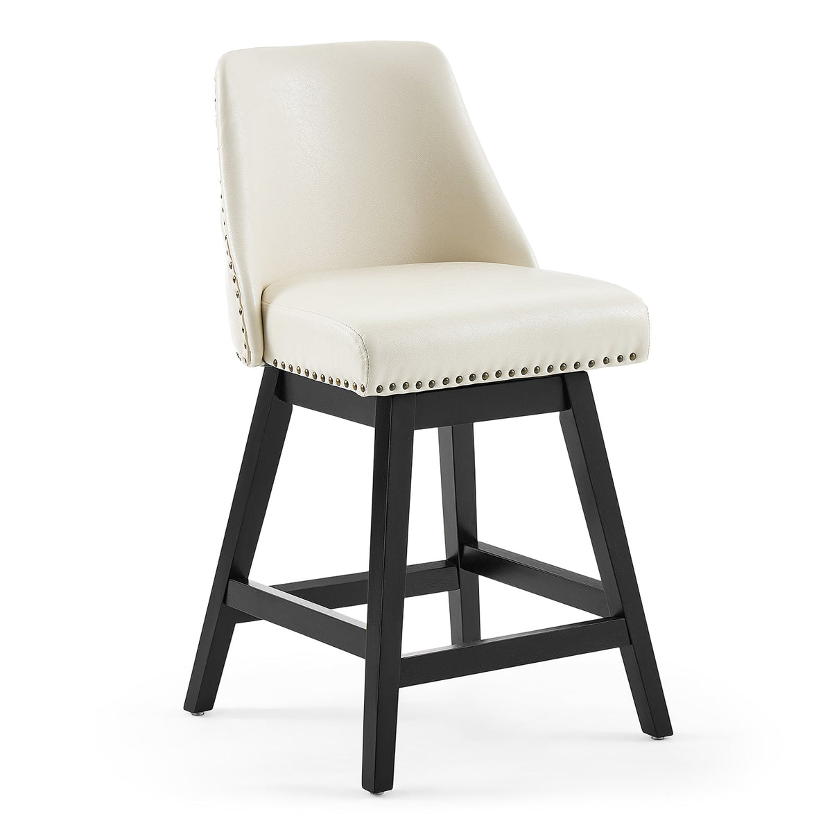 Drlovely Modern 360° Swivel Bar Stools with Faux Leather Upholstery