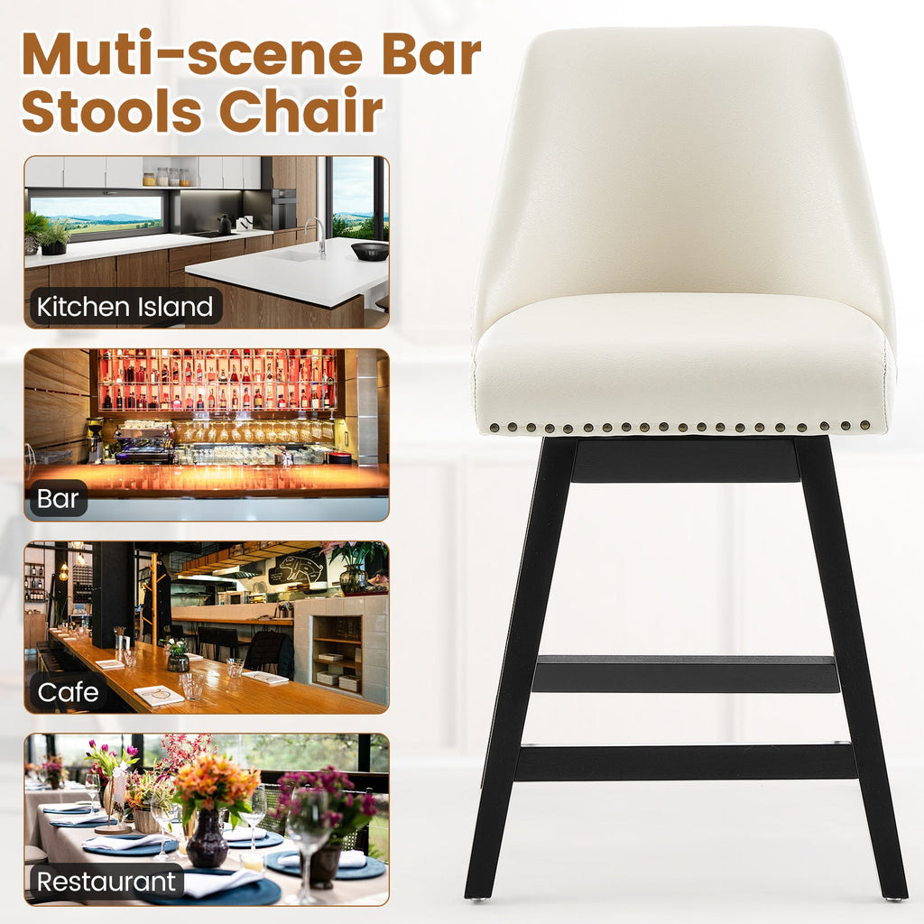 Drlovely Modern 360° Swivel Bar Stools with Faux Leather Upholstery