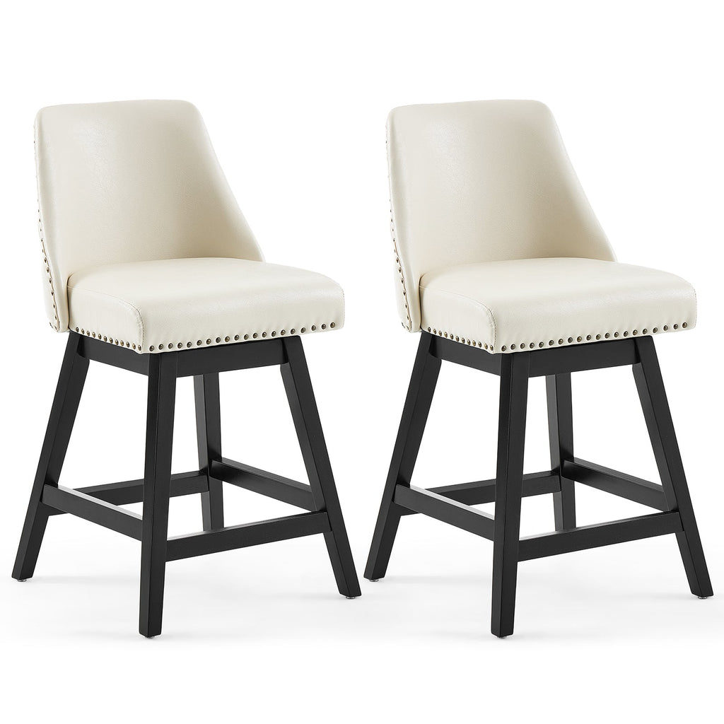 Drlovely Modern 360° Swivel Bar Stools with Faux Leather Upholstery