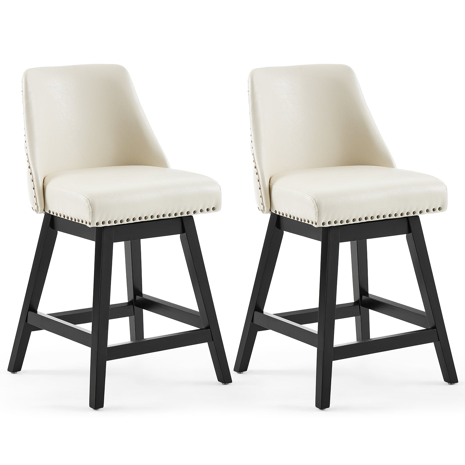Drlovely Modern 360° Swivel Bar Stools with Faux Leather Upholstery