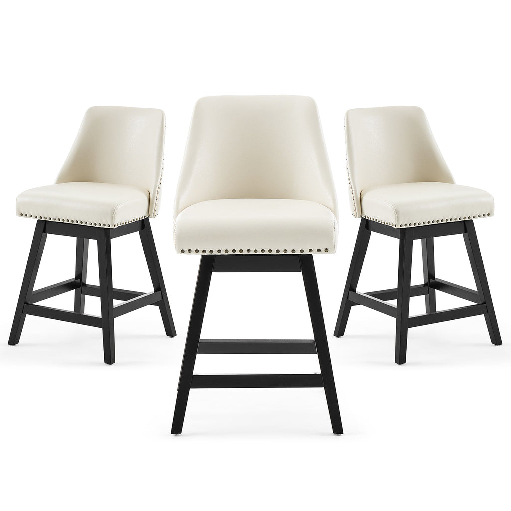 Drlovely Modern 360° Swivel Bar Stools with Faux Leather Upholstery