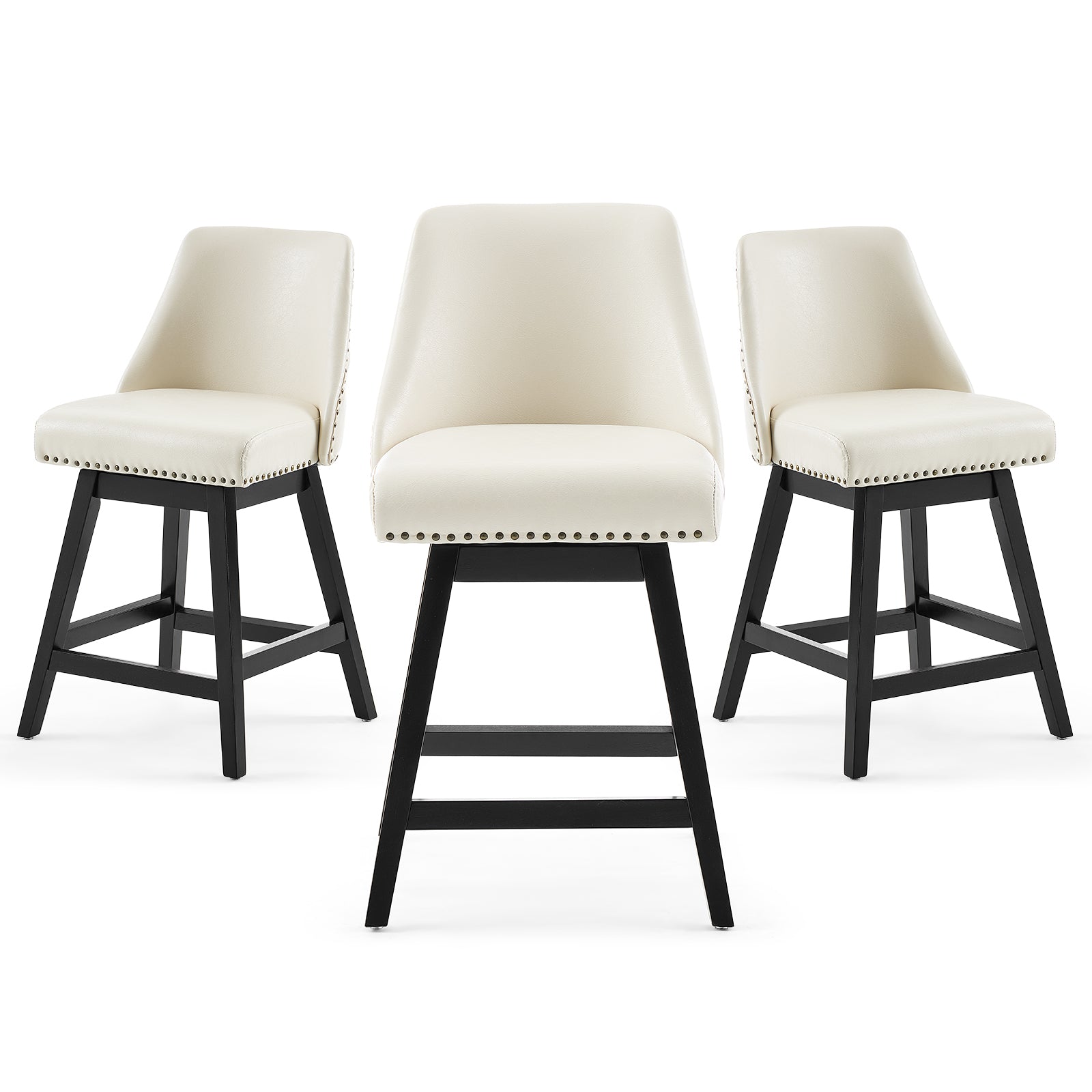 Drlovely Modern 360° Swivel Bar Stools with Faux Leather Upholstery
