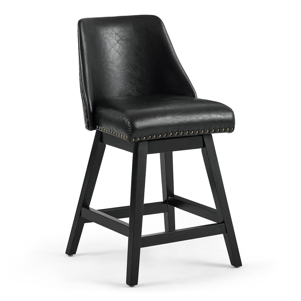 Drlovely Modern 360° Swivel Bar Stools with Faux Leather Upholstery
