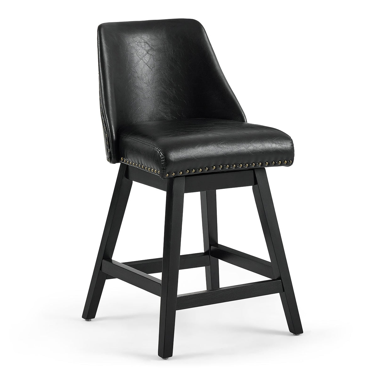 Drlovely Modern 360° Swivel Bar Stools with Faux Leather Upholstery
