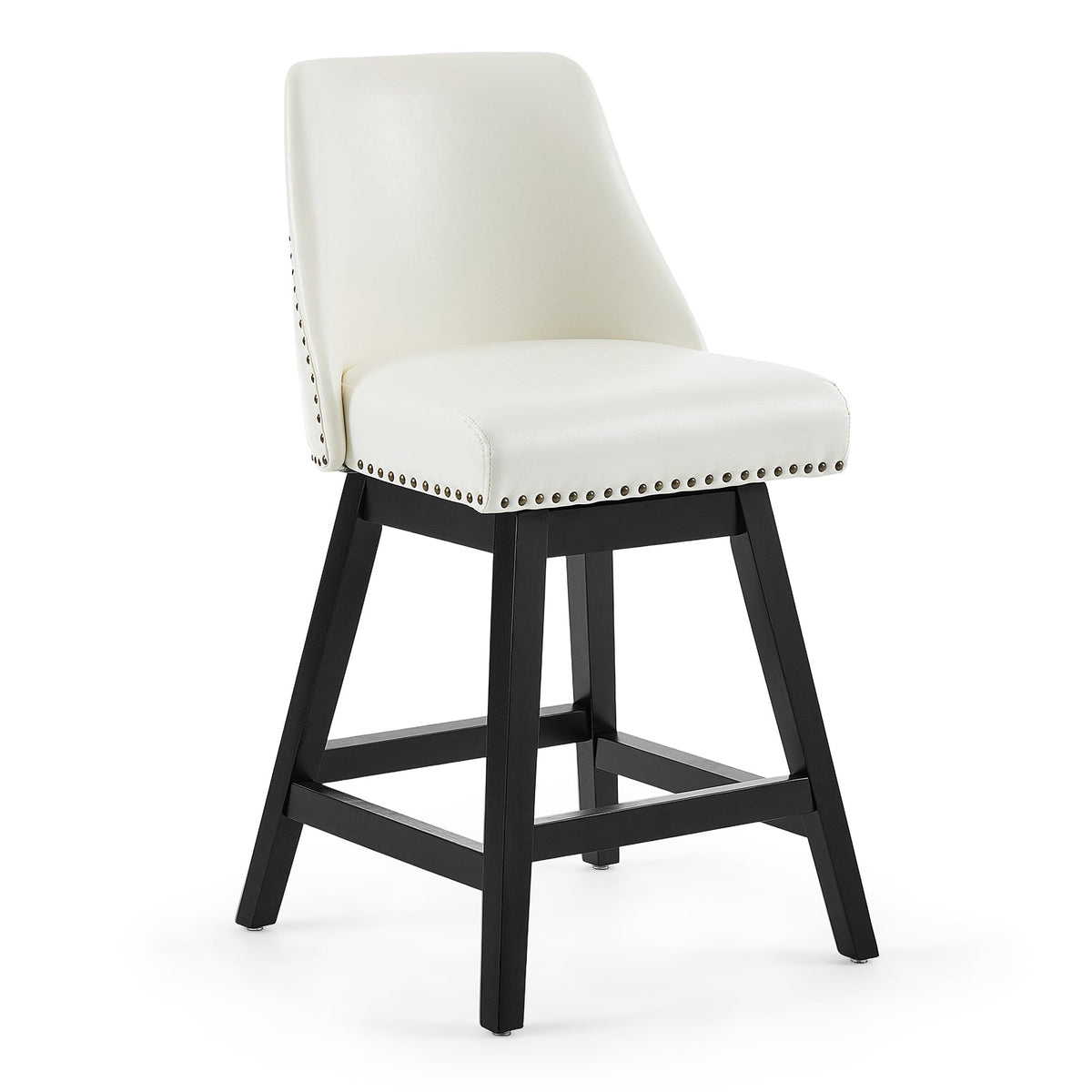 Drlovely Modern 360° Swivel Bar Stools with Faux Leather Upholstery