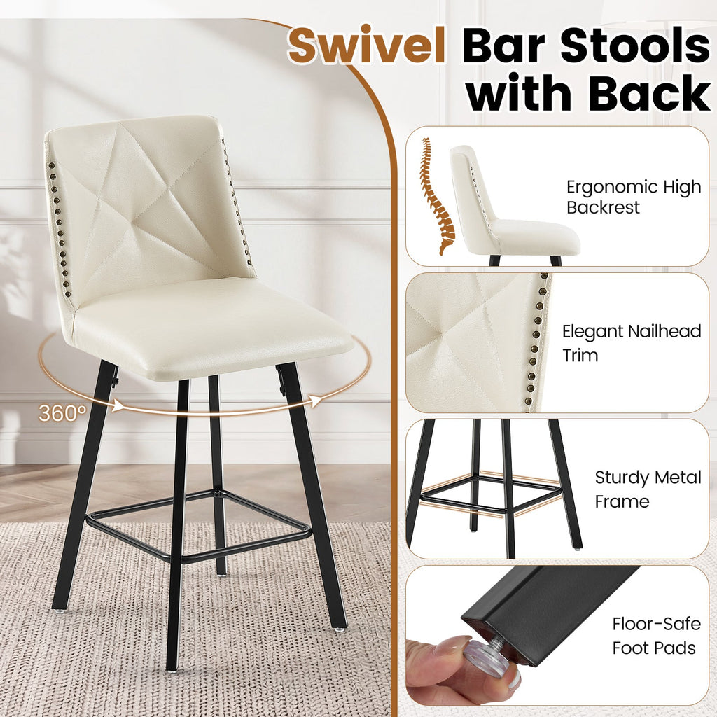 Drlovely Modern Star Bar Stools Set of 2/3/4 with Faux Leather Upholstery