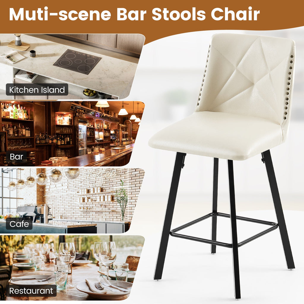 Drlovely Modern Star Bar Stools Set of 2/3/4 with Faux Leather Upholstery