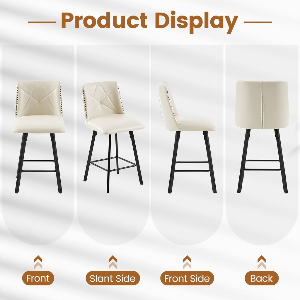 Drlovely Modern Star Bar Stools Set of 2/3/4 with Faux Leather Upholstery