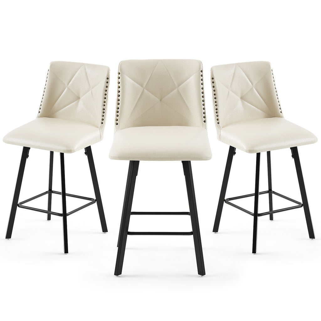Drlovely Modern Star Bar Stools Set of 2/3/4 with Faux Leather Upholstery