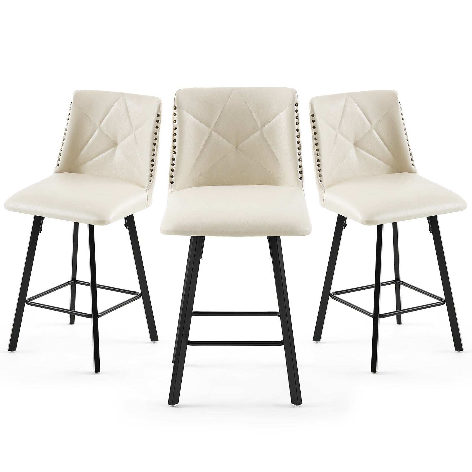 Drlovely Modern Star Bar Stools Set of 2/3/4 with Faux Leather Upholstery