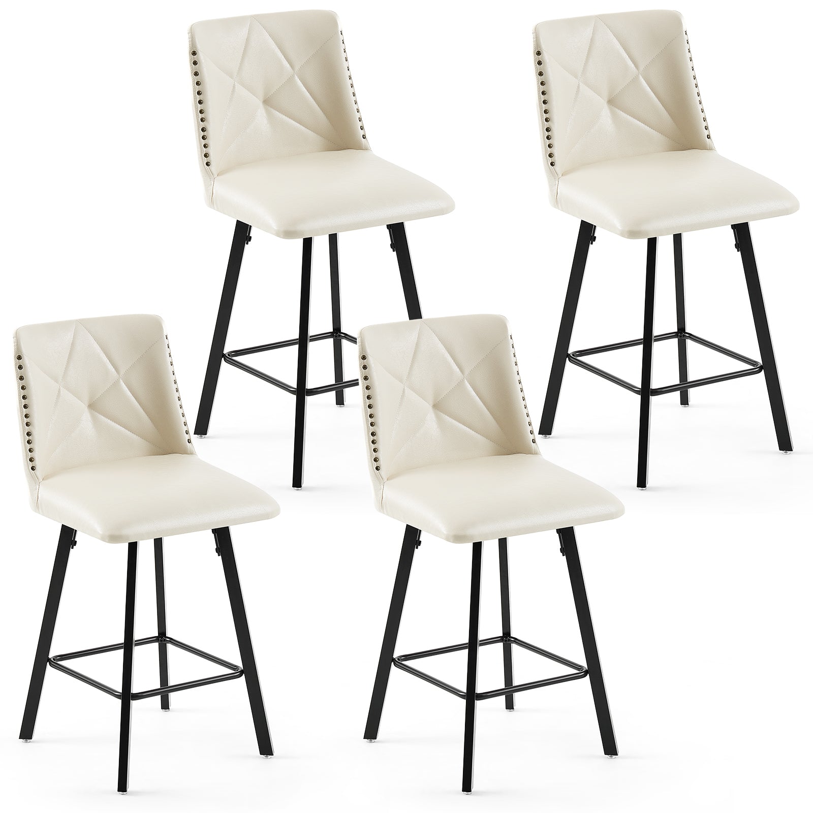 Drlovely Modern Star Bar Stools Set of 2/3/4 with Faux Leather Upholstery