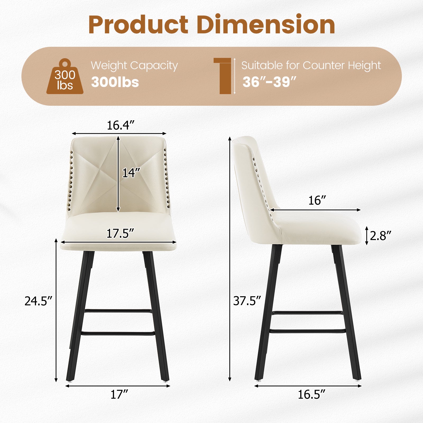 Drlovely Modern Star Bar Stools Set of 2/3/4 with Faux Leather Upholstery