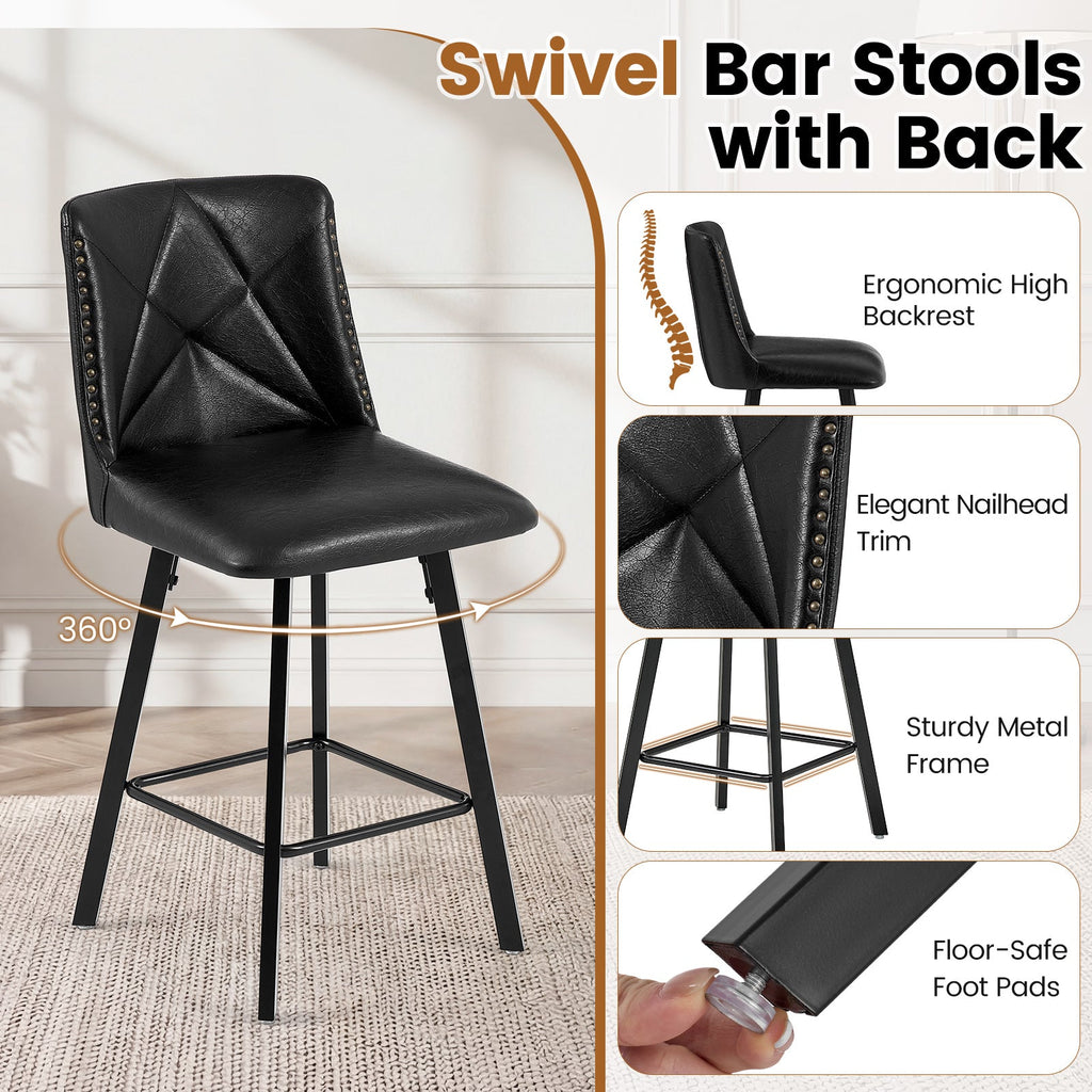 Drlovely Modern Star Bar Stools Set of 2/3/4 with Faux Leather Upholstery