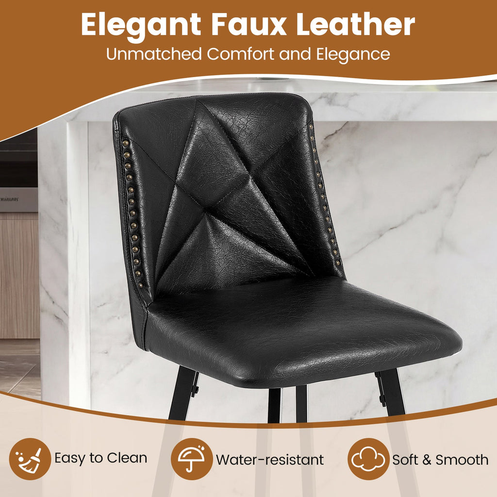 Drlovely Modern Star Bar Stools Set of 2/3/4 with Faux Leather Upholstery