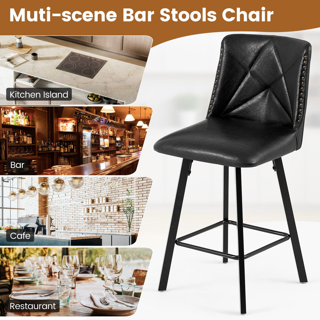 Drlovely Modern Star Bar Stools Set of 2/3/4 with Faux Leather Upholstery
