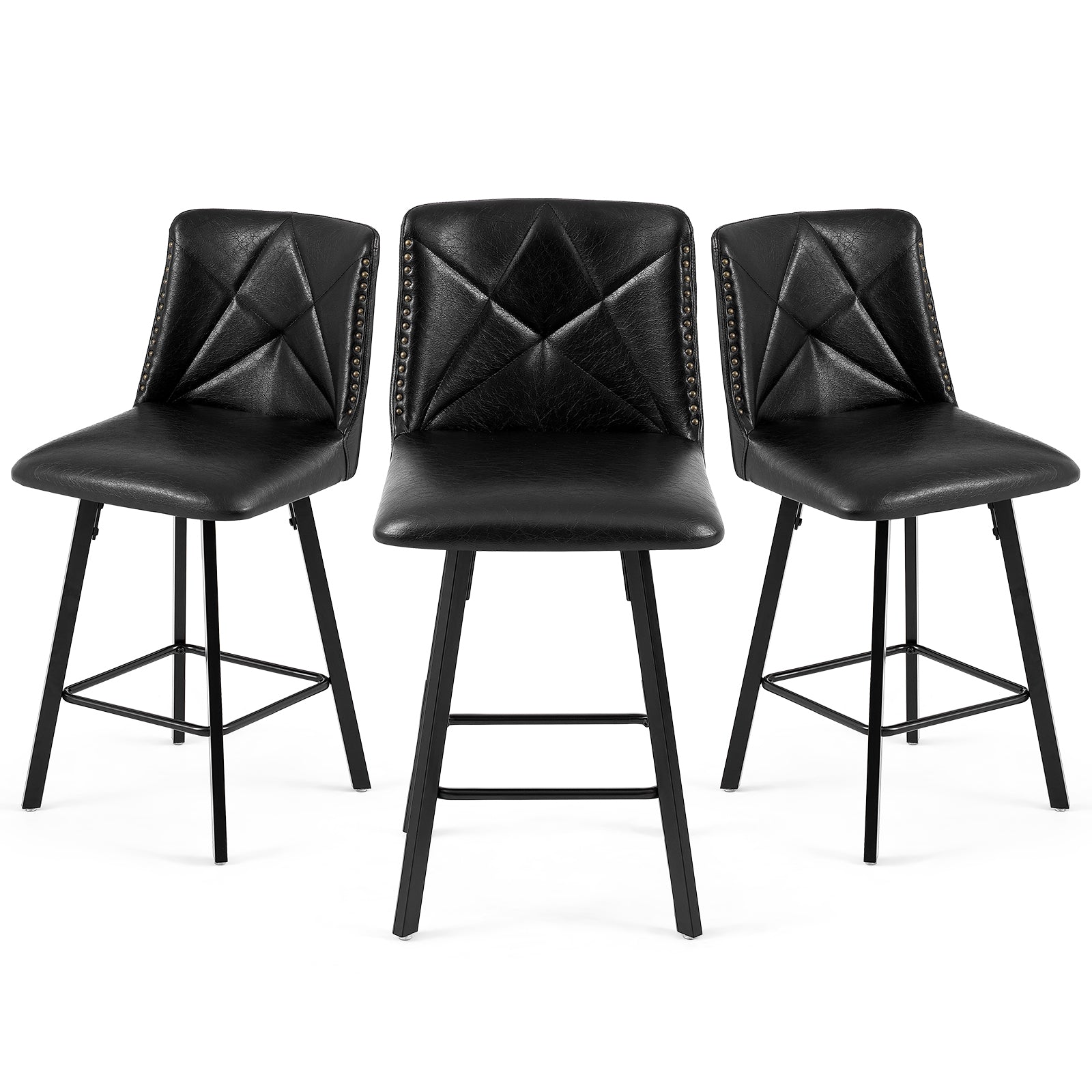 Drlovely Modern Star Bar Stools Set of 2/3/4 with Faux Leather Upholstery