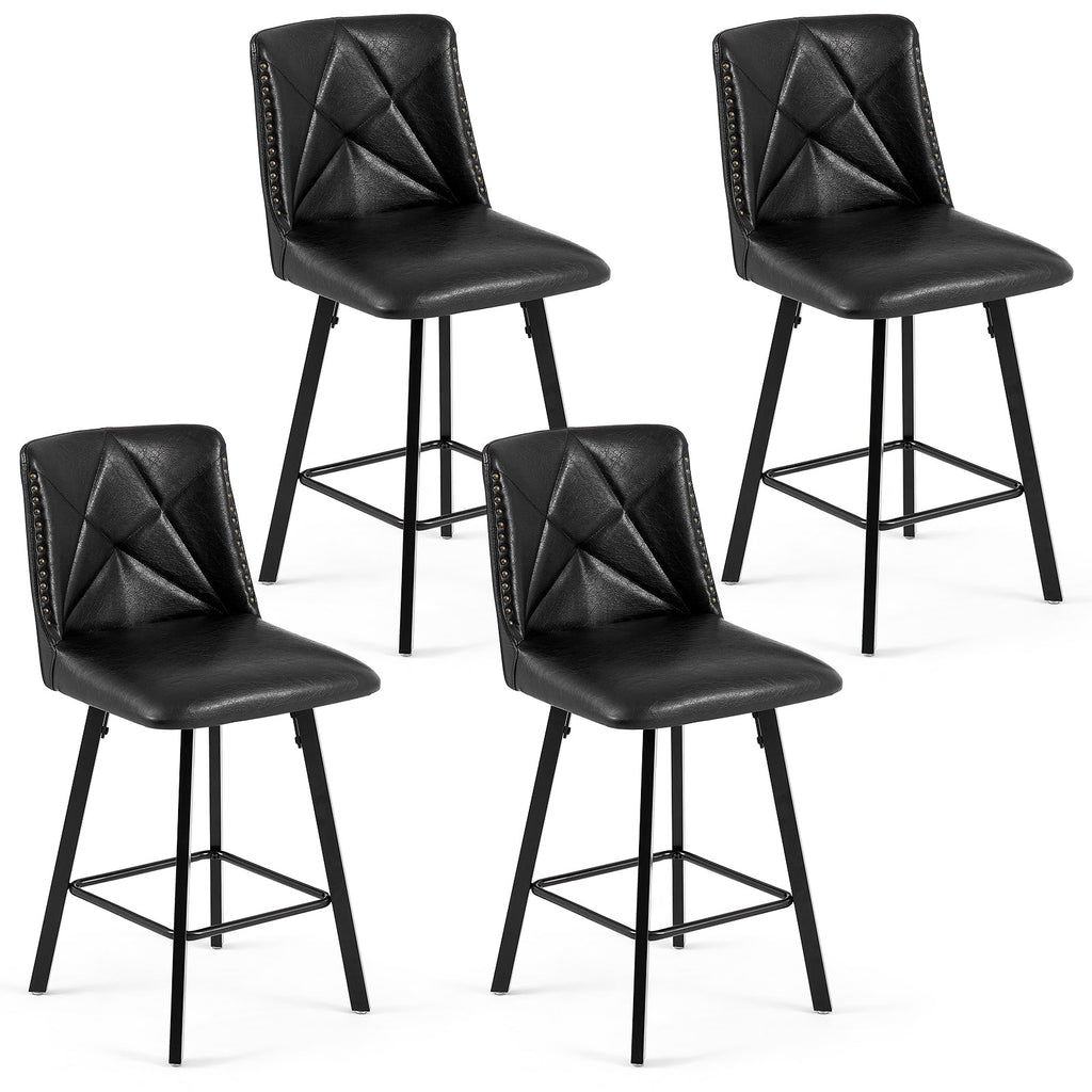 Drlovely Modern Star Bar Stools Set of 2/3/4 with Faux Leather Upholstery