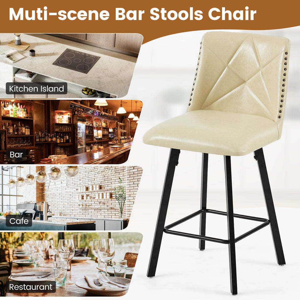Drlovely Modern Star Bar Stools Set of 2/3/4 with Faux Leather Upholstery