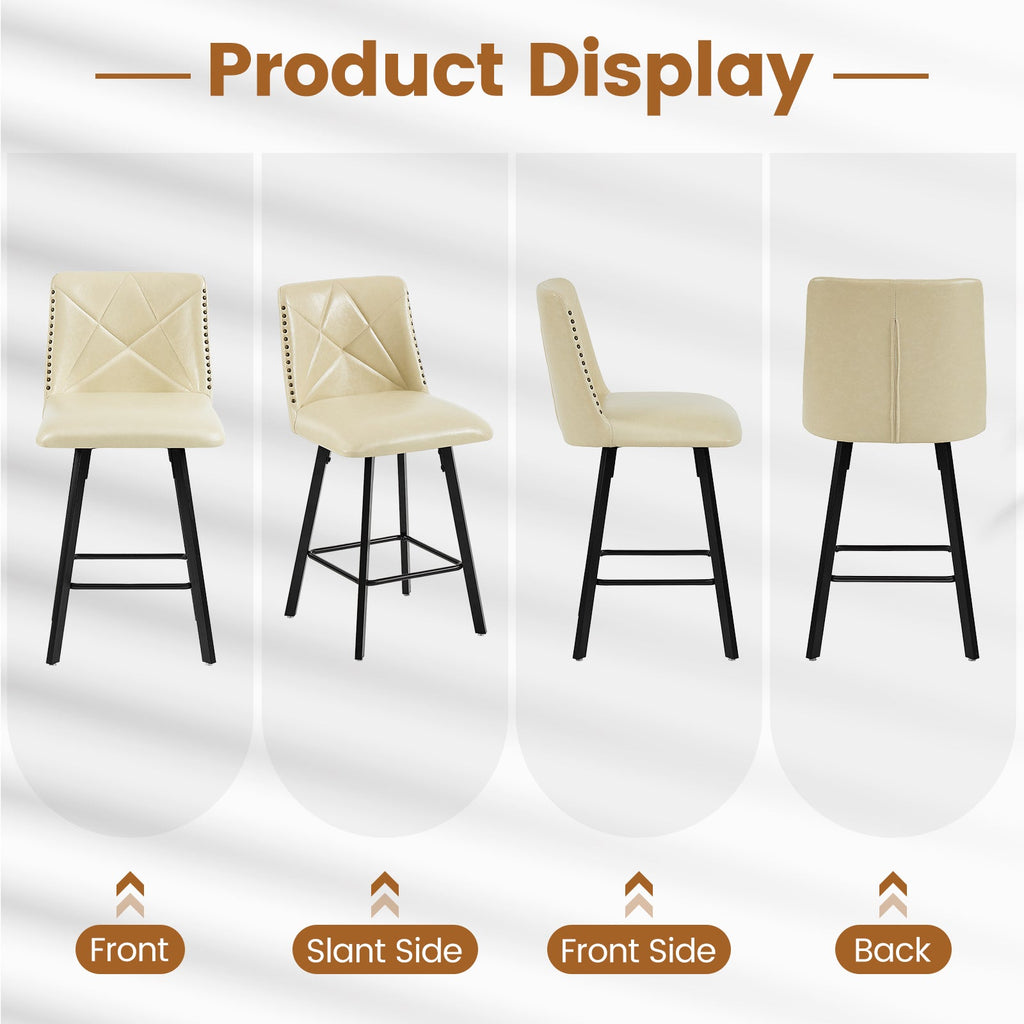 Drlovely Modern Star Bar Stools Set of 2/3/4 with Faux Leather Upholstery