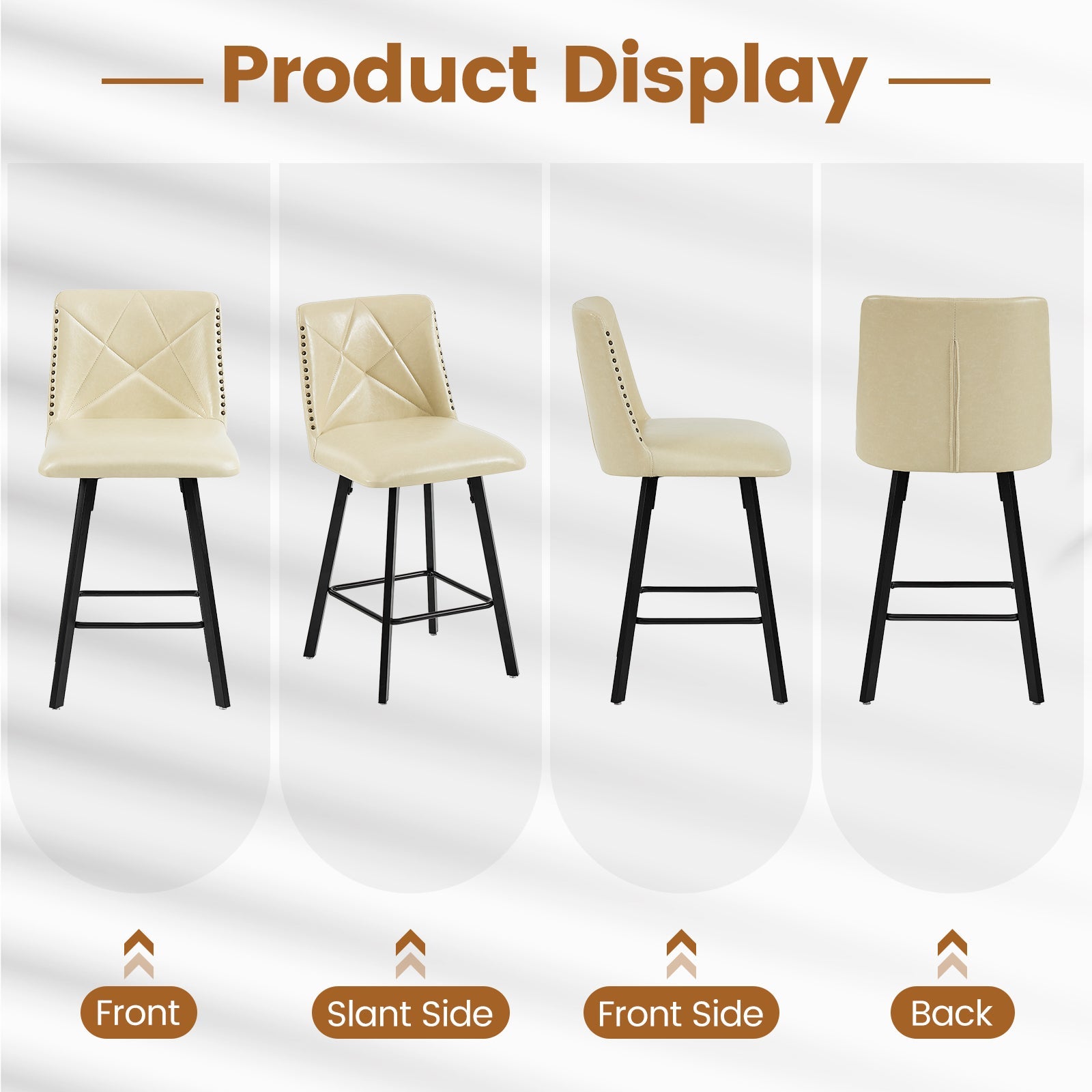 Drlovely Modern Star Bar Stools Set of 2/3/4 with Faux Leather Upholstery