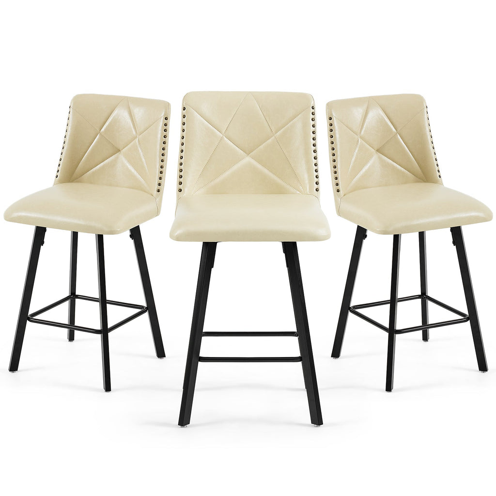 Drlovely Modern Star Bar Stools Set of 2/3/4 with Faux Leather Upholstery