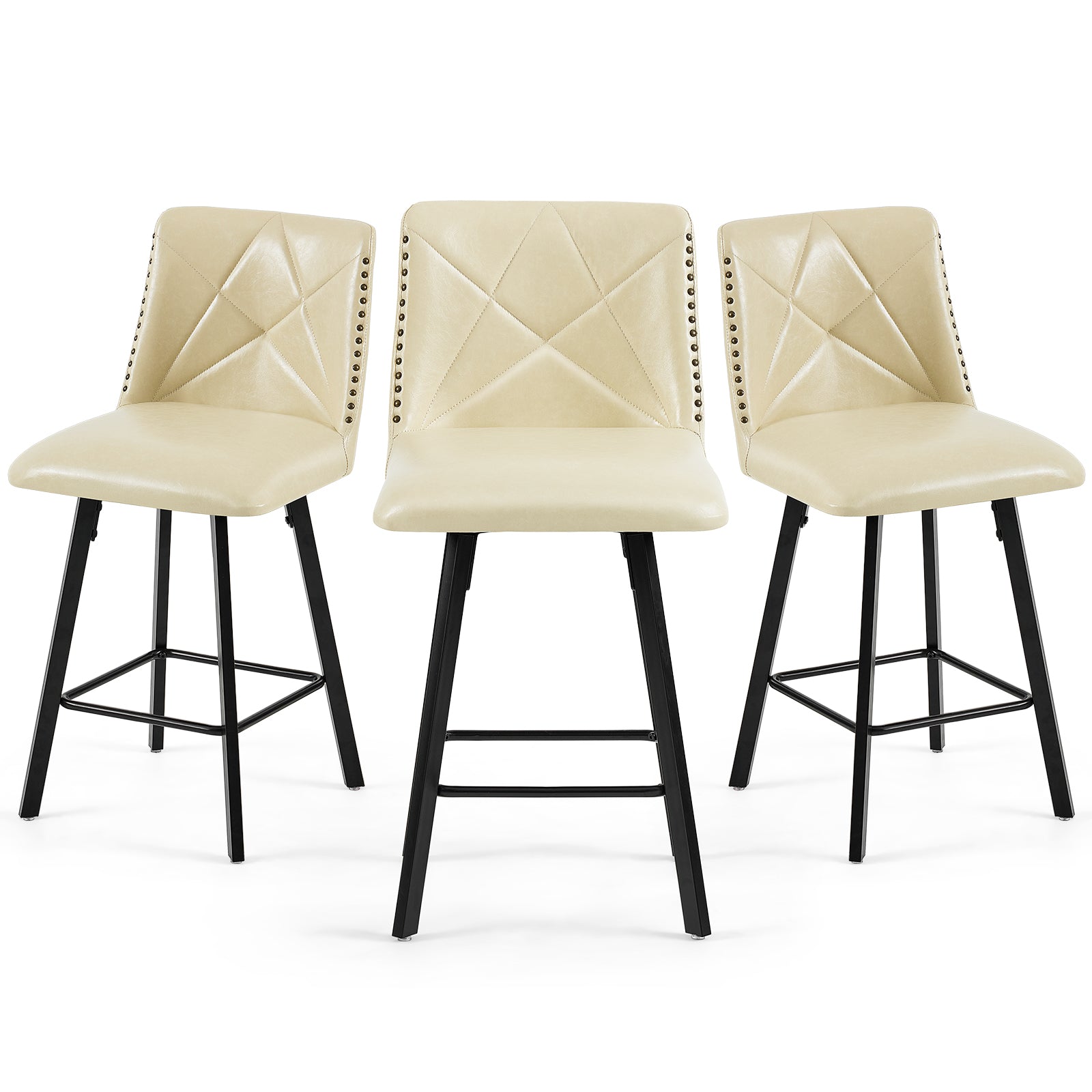 Drlovely Modern Star Bar Stools Set of 2/3/4 with Faux Leather Upholstery