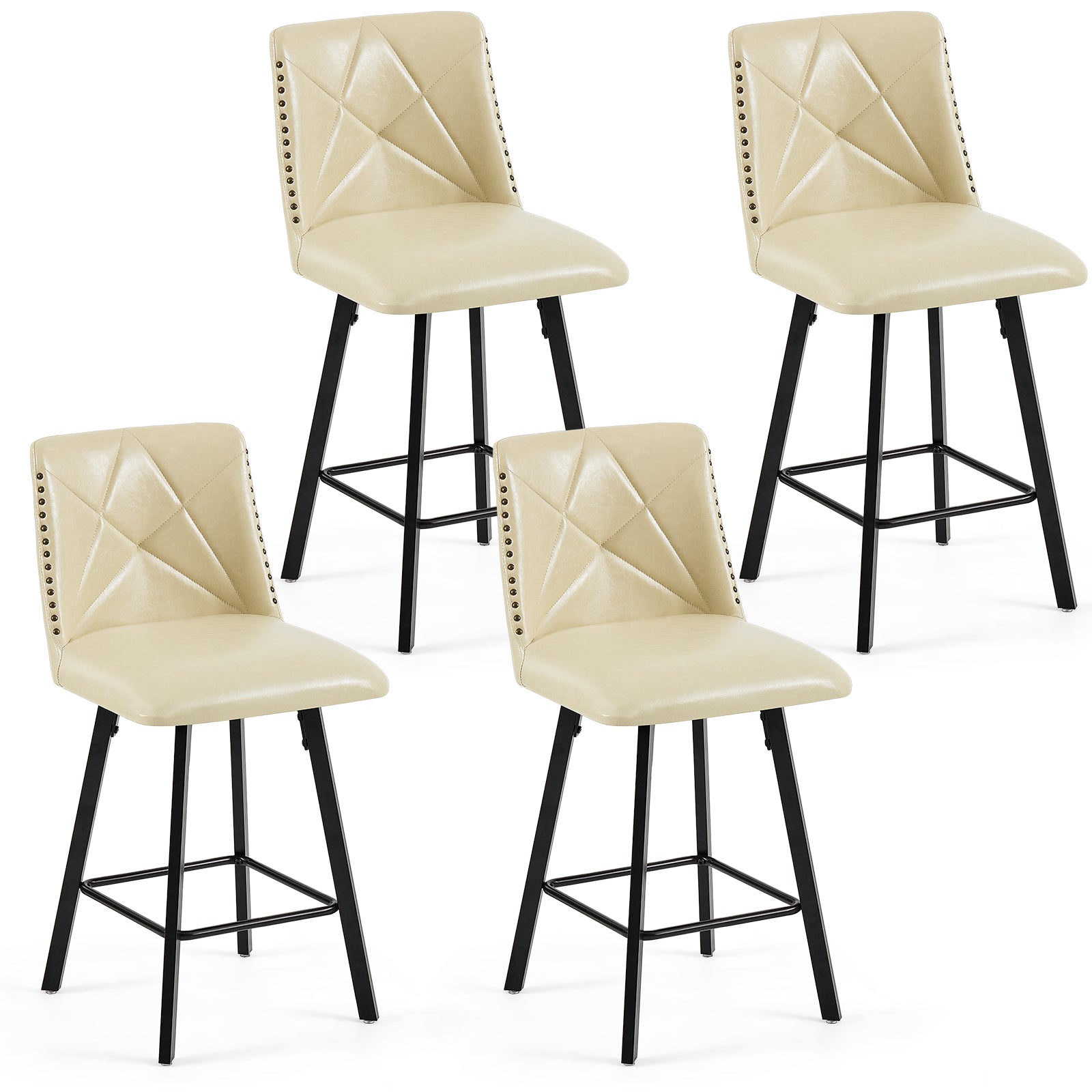 Drlovely Modern Star Bar Stools Set of 2/3/4 with Faux Leather Upholstery