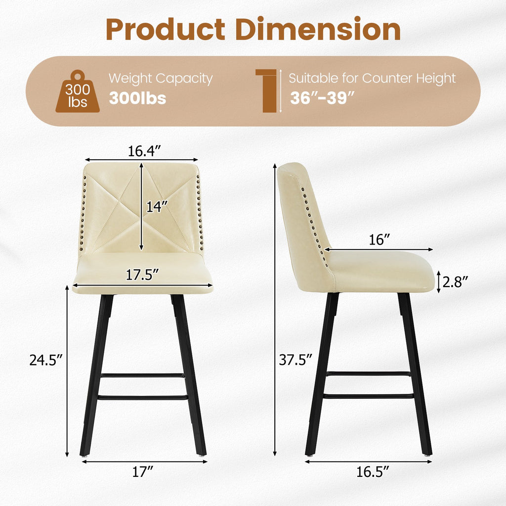 Drlovely Modern Star Bar Stools Set of 2/3/4 with Faux Leather Upholstery