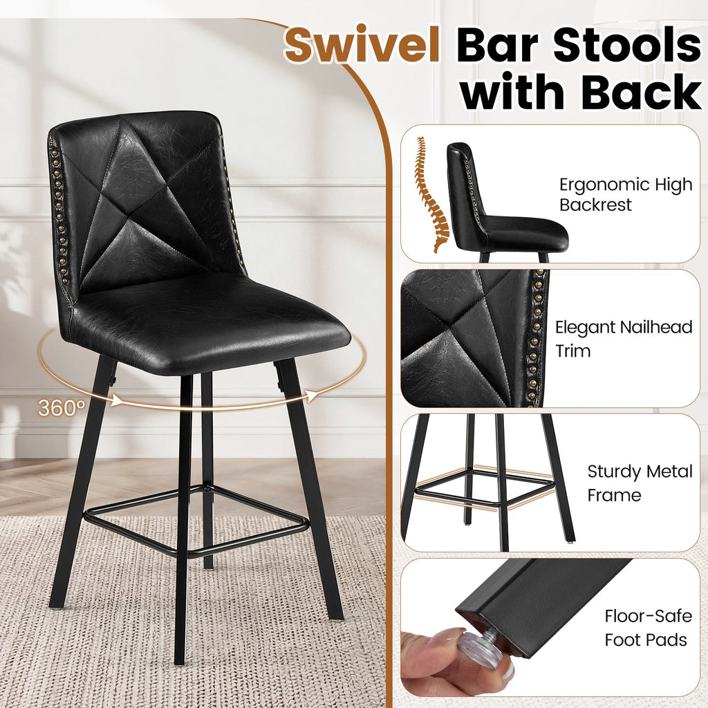 Drlovely Modern Star Bar Stools Set of 2/3/4 with Faux Leather Upholstery