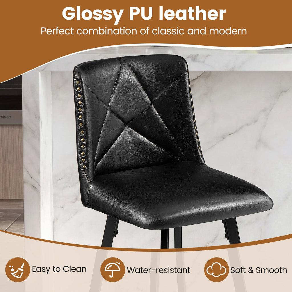 Drlovely Modern Star Bar Stools Set of 2/3/4 with Faux Leather Upholstery