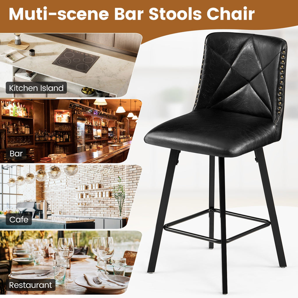Drlovely Modern Star Bar Stools Set of 2/3/4 with Faux Leather Upholstery
