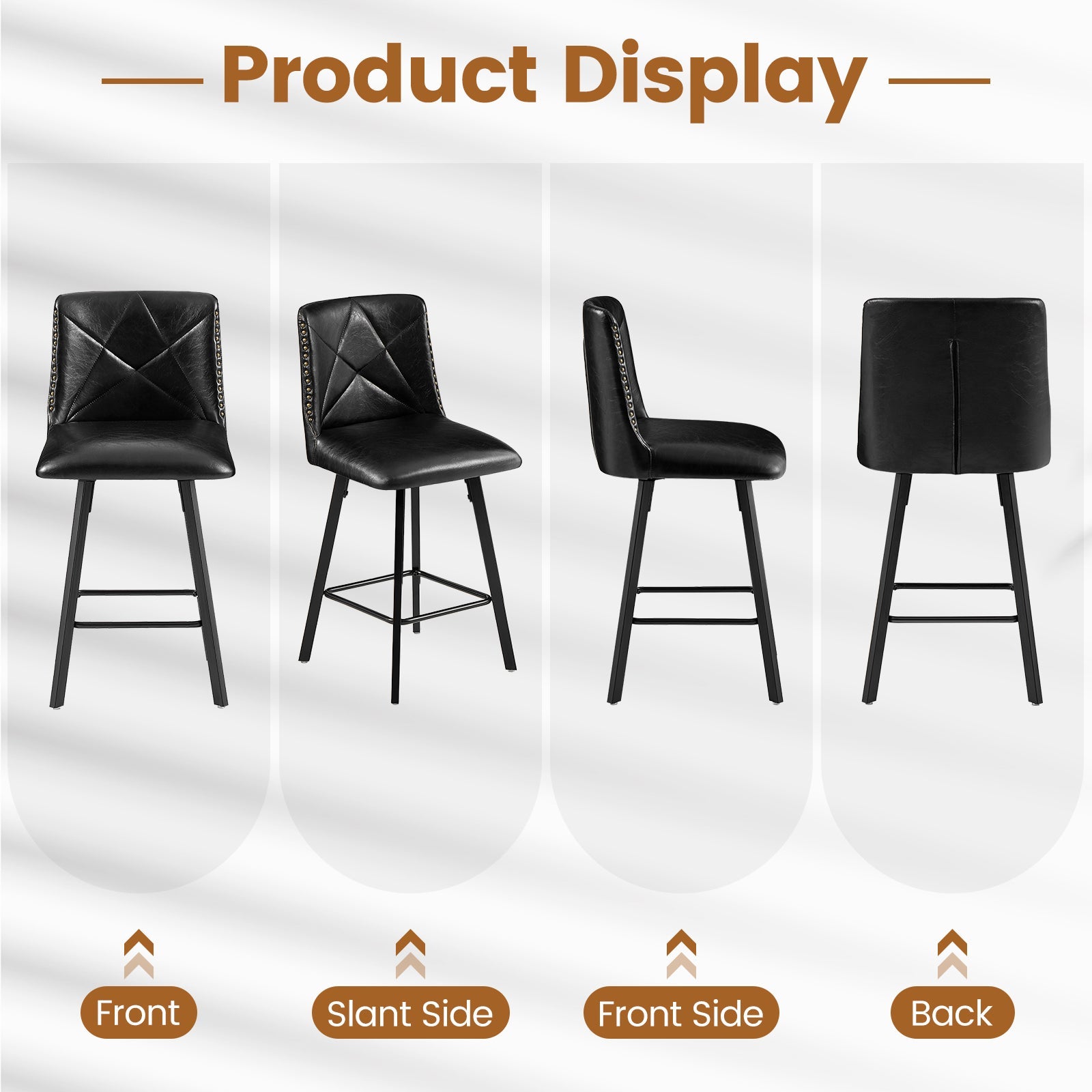 Drlovely Modern Star Bar Stools Set of 2/3/4 with Faux Leather Upholstery