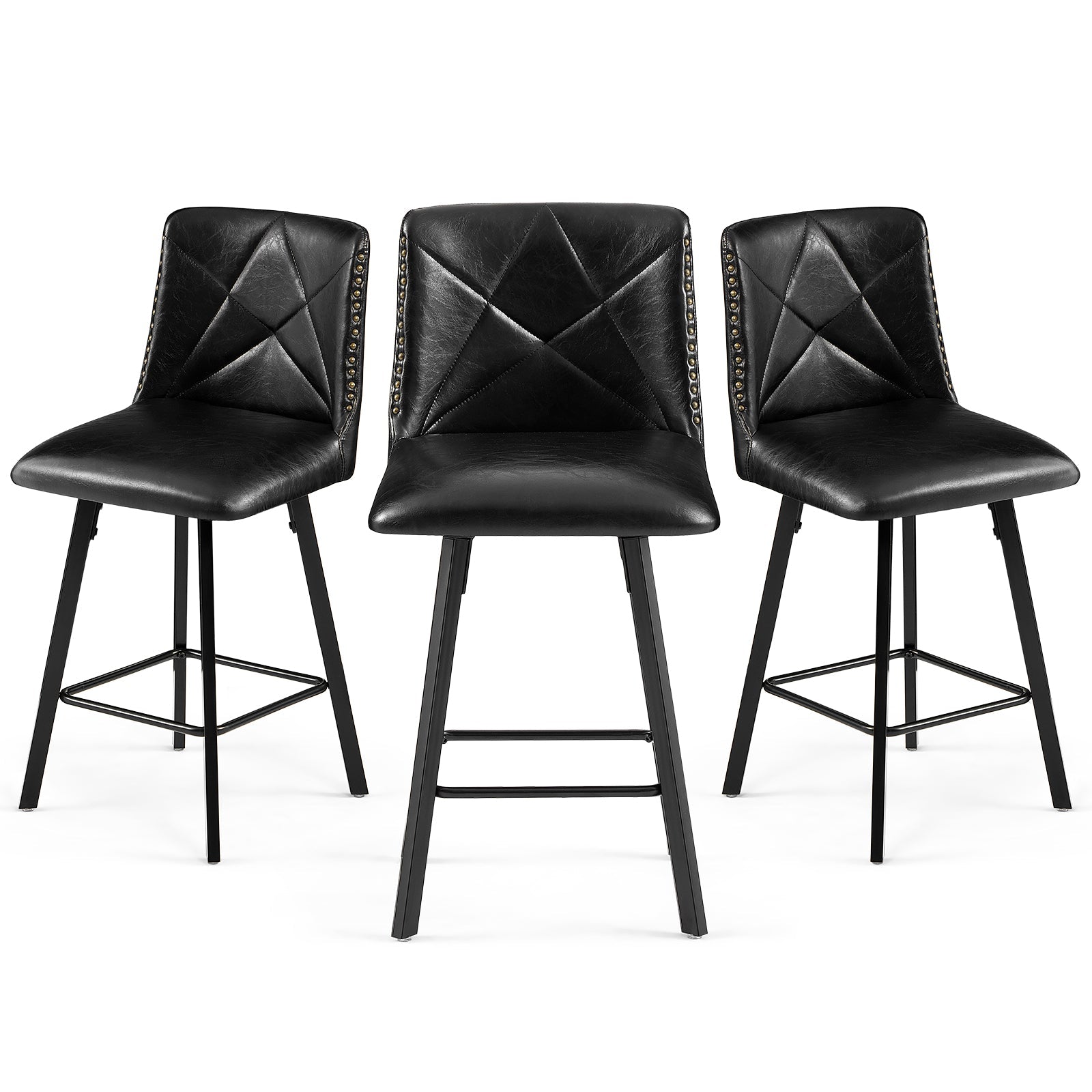 Drlovely Modern Star Bar Stools Set of 2/3/4 with Faux Leather Upholstery
