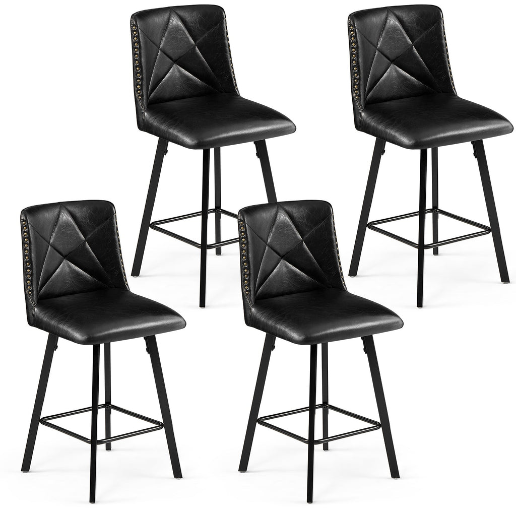Drlovely Modern Star Bar Stools Set of 2/3/4 with Faux Leather Upholstery