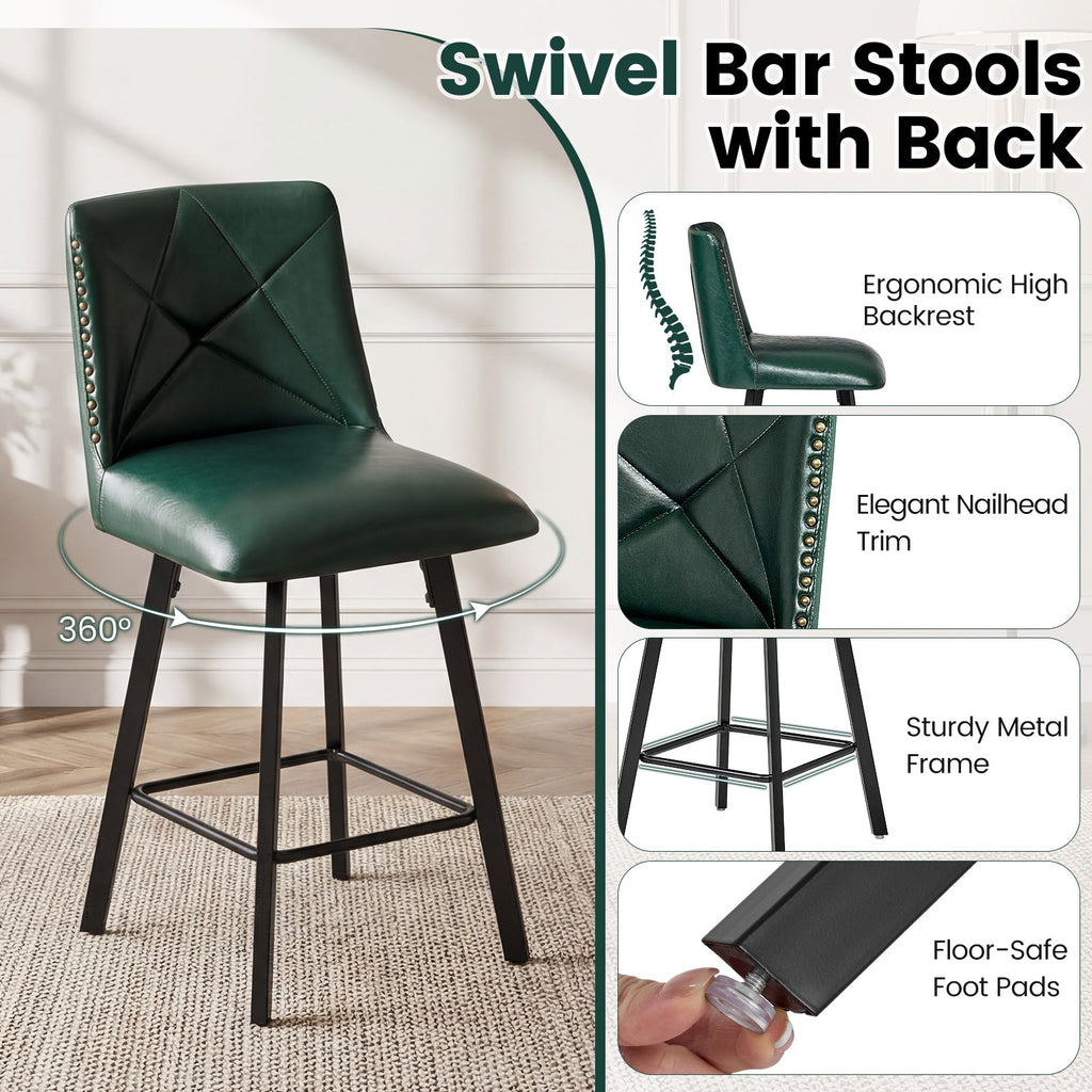Drlovely Modern Star Bar Stools Set of 2/3/4 with Faux Leather Upholstery