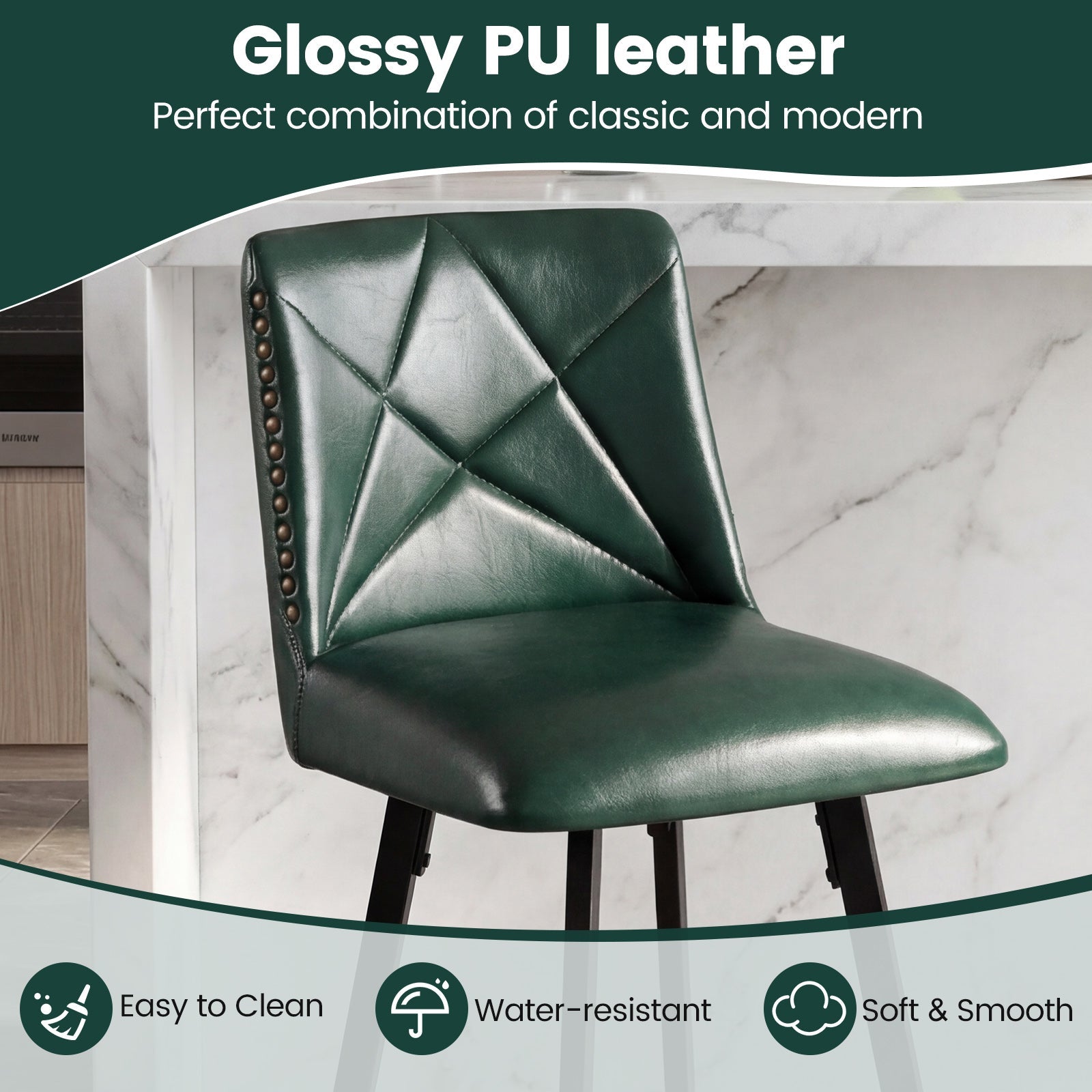 Drlovely Modern Star Bar Stools Set of 2/3/4 with Faux Leather Upholstery
