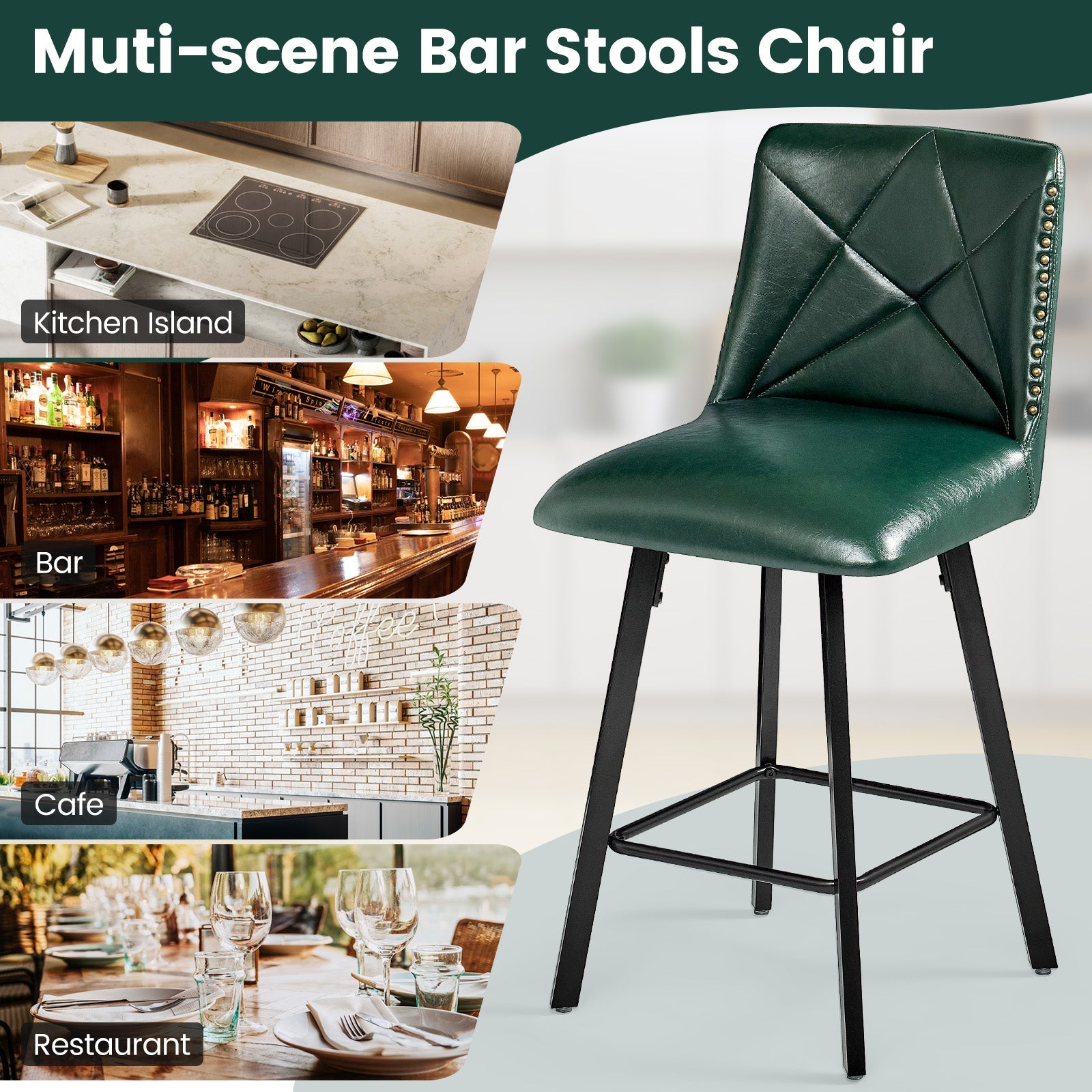 Drlovely Modern Star Bar Stools Set of 2/3/4 with Faux Leather Upholstery