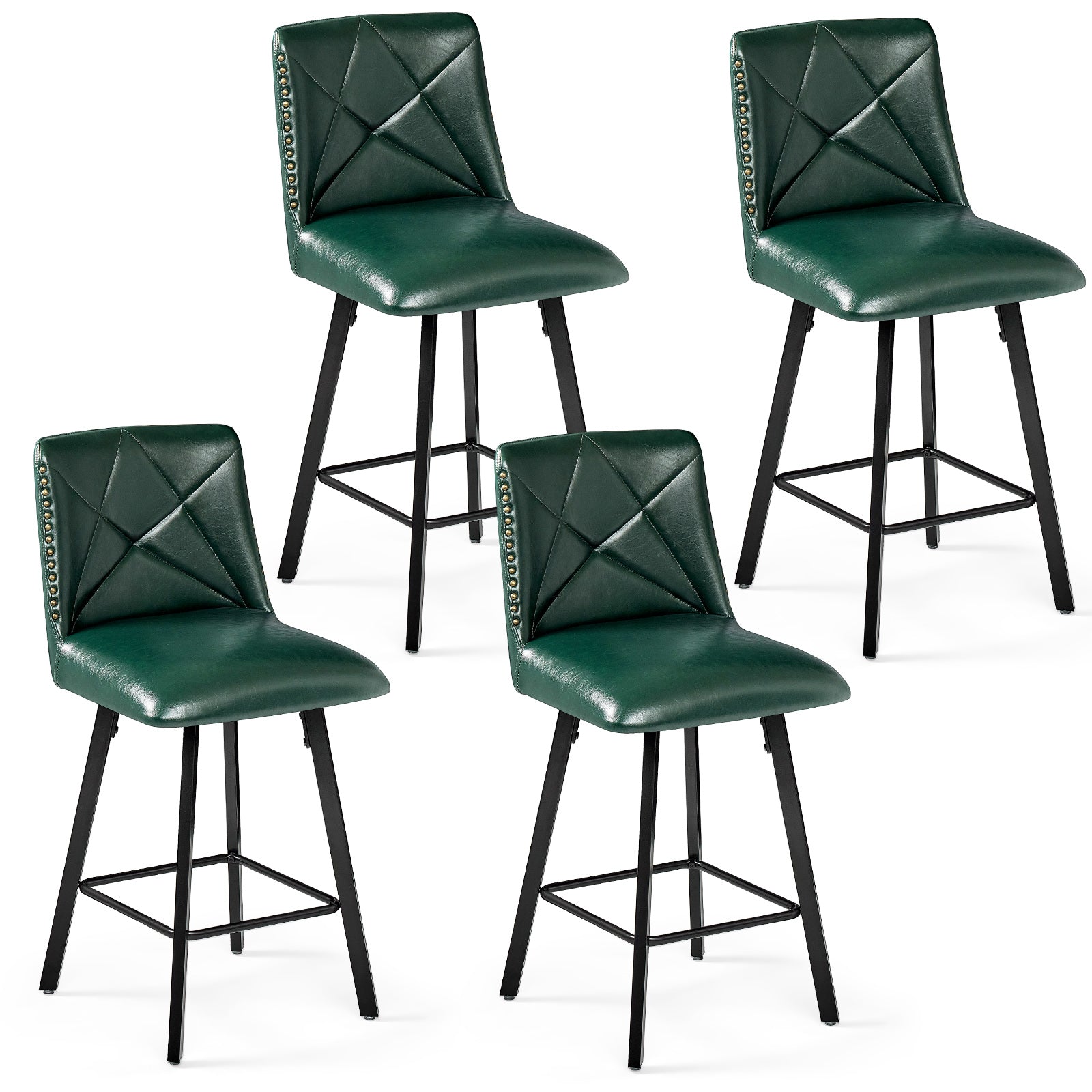 Drlovely Modern Star Bar Stools Set of 2/3/4 with Faux Leather Upholstery