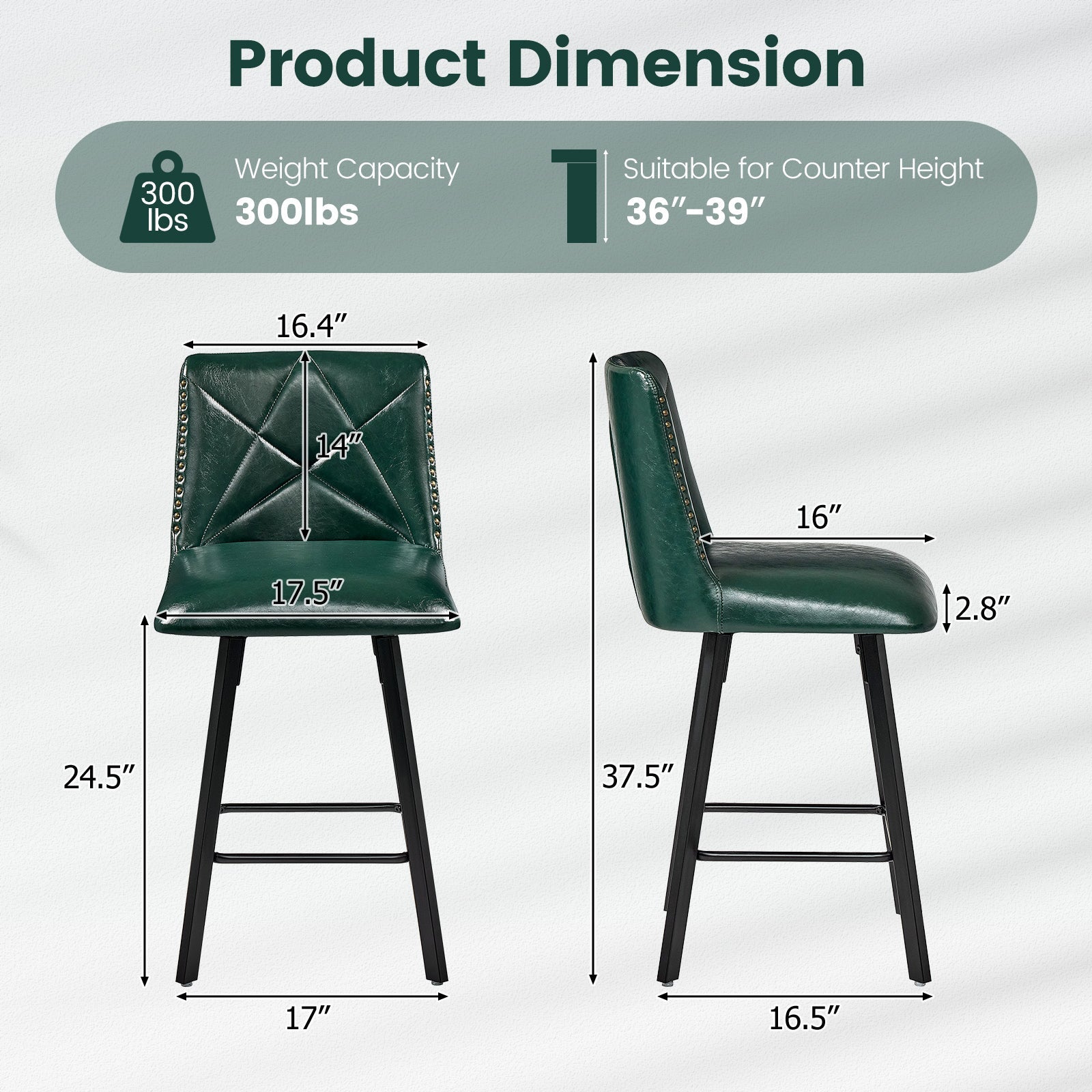 Drlovely Modern Star Bar Stools Set of 2/3/4 with Faux Leather Upholstery