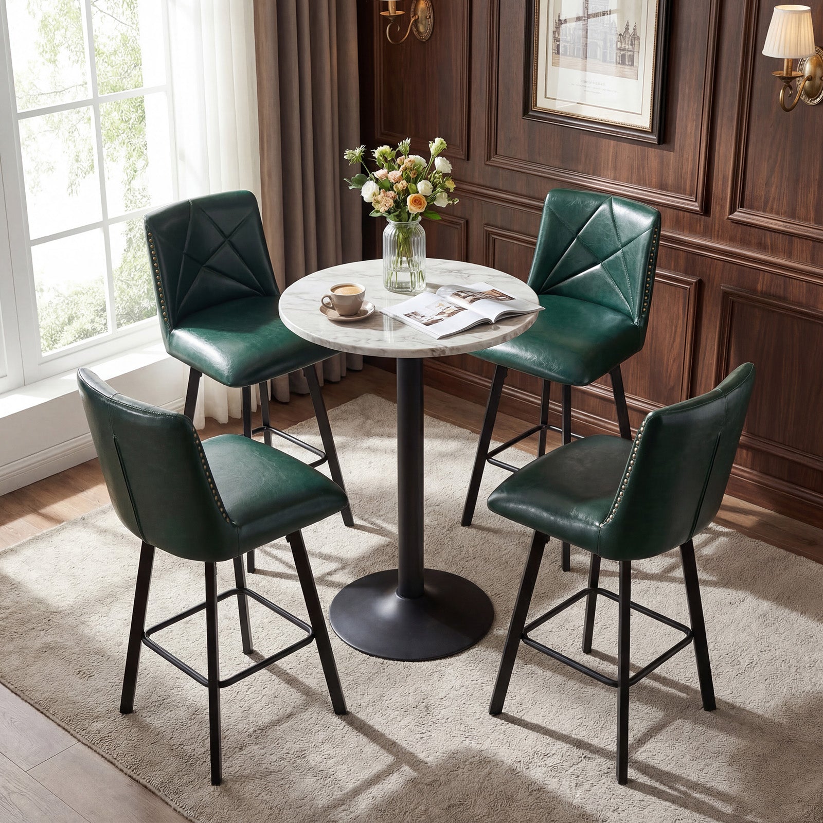 Drlovely Modern Star Bar Stools Set of 2/3/4 with Faux Leather Upholstery