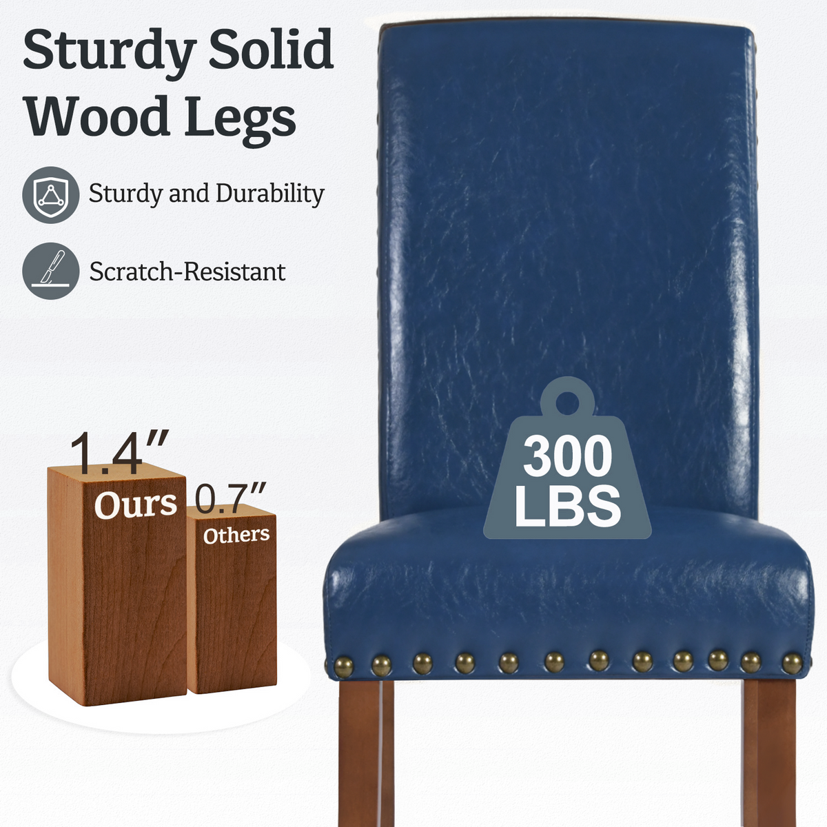 Drlovely Modern High-Back PU Leather Dining Chairs with Nailhead Trim & Walnut Legs