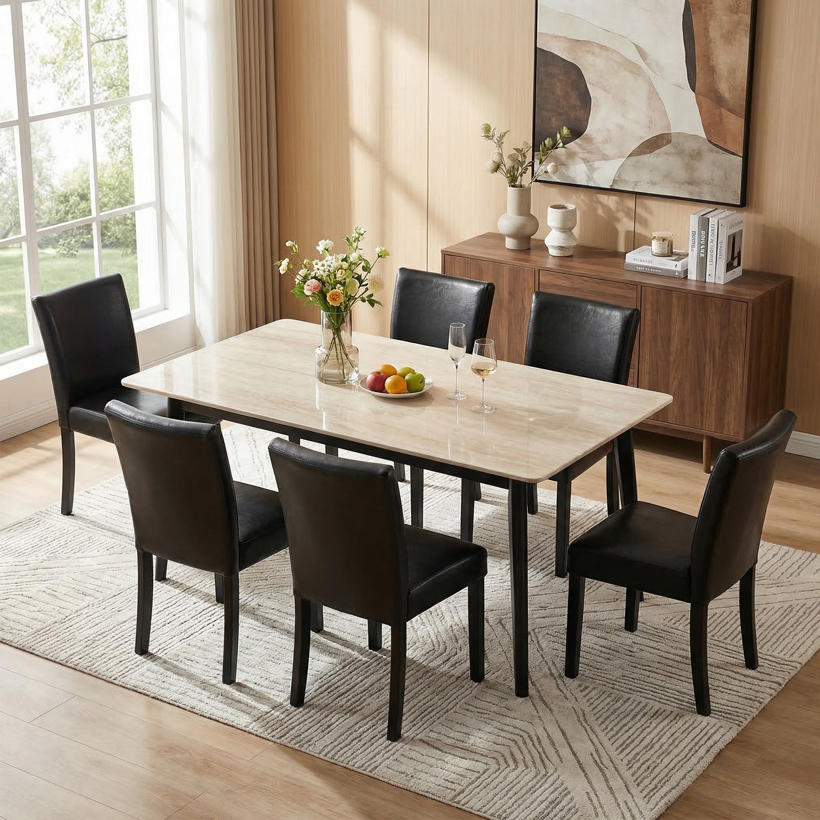 Drlovely Modern High-Back Dining Chairs with Rubberwood Legs