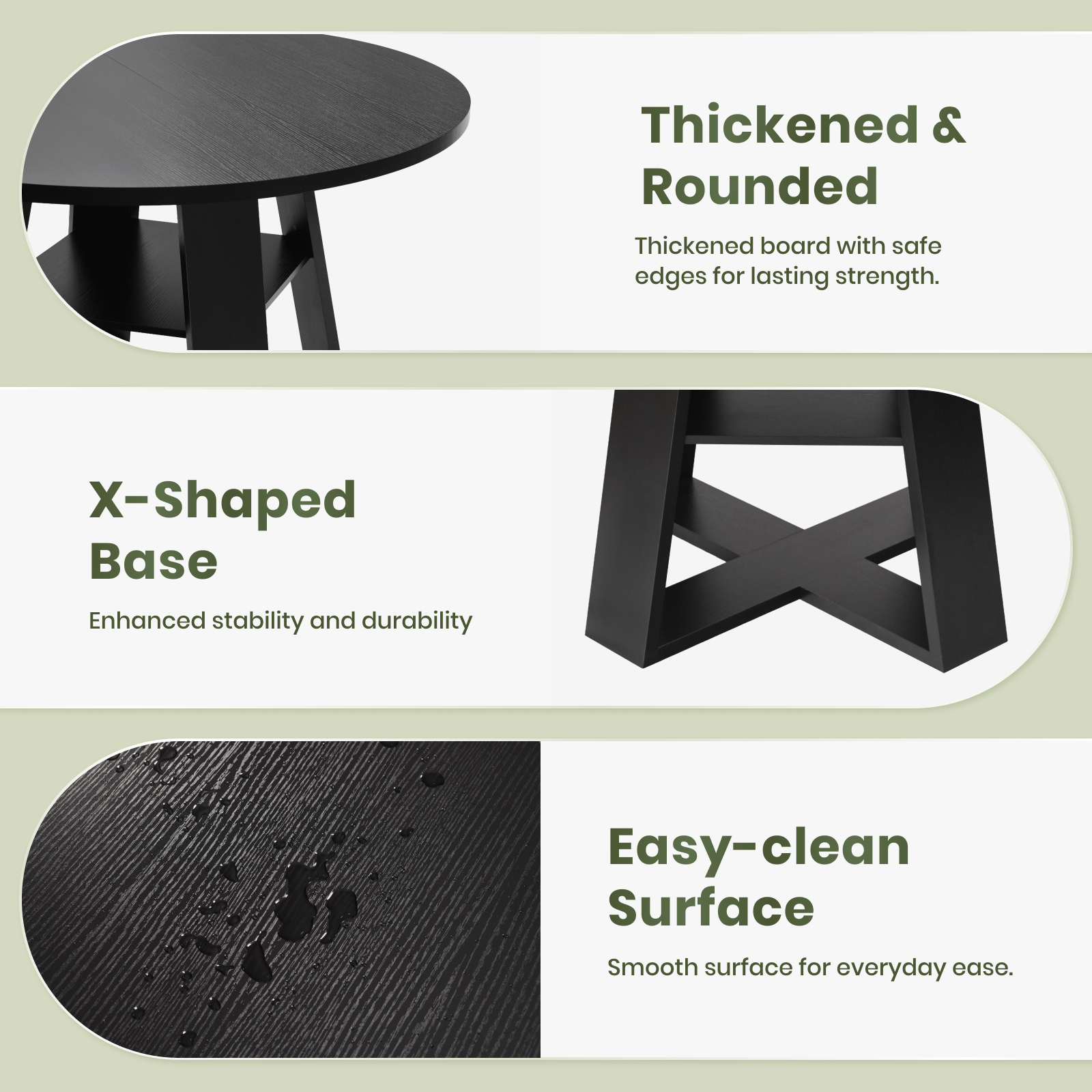 Drlovely Round Dining Table with Lower Storage Shelf & Solid Wood Cross X-Shaped Base