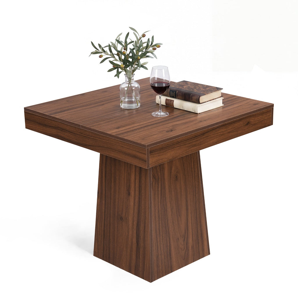 Drlovely Rustic Square Pedestal Waterproof Scratch‑Resistant Wood‑Look Dining Table