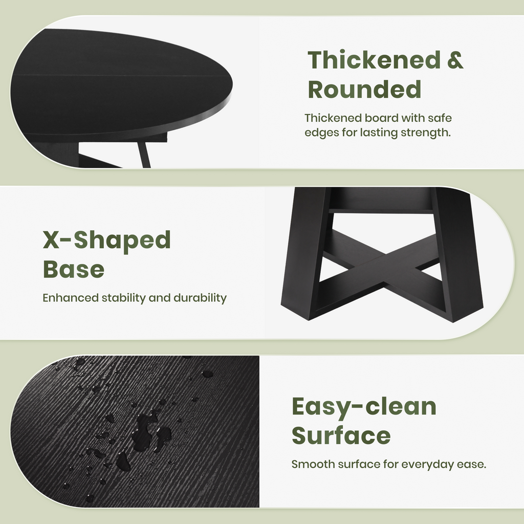 Drlovely Convertible Expandable Round to Oval Dining Tables with Storage Shelf & Stable X Base